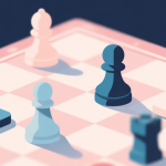 自动生成图片: Abstract geometric composition with overlapping game pieces, soft pastel colors, modern minimal style, board game concept illustration high quality illustration, detailed, 16:9