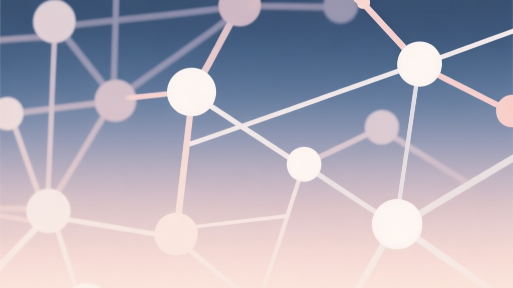 Abstract network nodes connected by lines, soft color scheme, clean minimal illustration, modern digital concept high quality illustration, detailed, 16:9