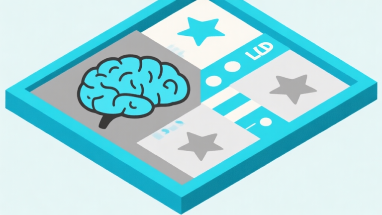 自动生成图片: Ilustrasi abstrak pikiran manusia dengan papan permainan Ludo Star di dalamnya, skema warna biru muda dan abu-abu, desain minimalis bersih, gaya ilustrasi konsep psikologi high quality illustration, detailed, 16:9