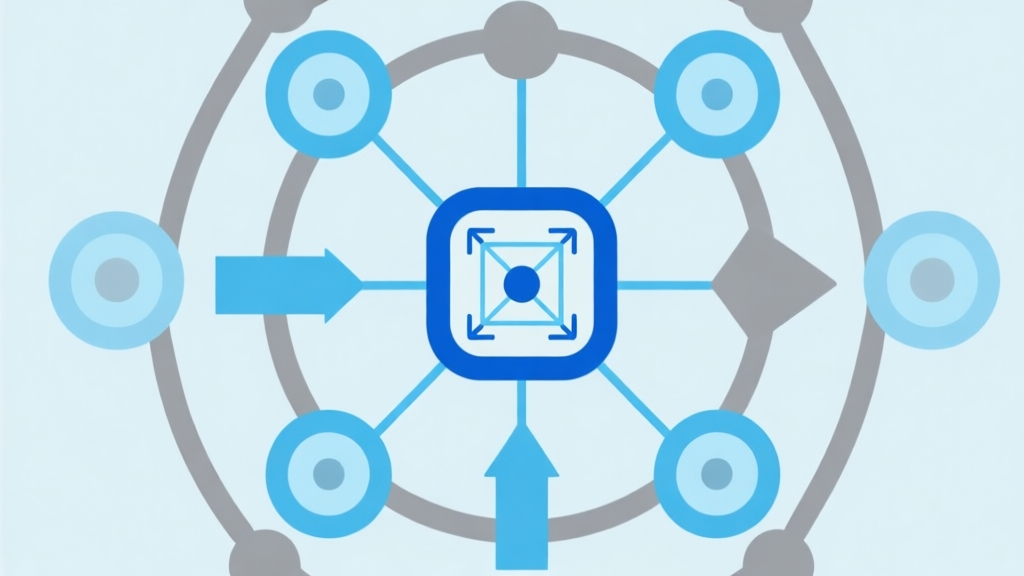 Ilustrasi diagram abstrak dengan ikon pemain Carrom dan panah penghubung, skema warna biru muda dan abu-abu, desain minimal bersih, konsep jaringan dan koneksi high quality illustration, detailed, 16:9