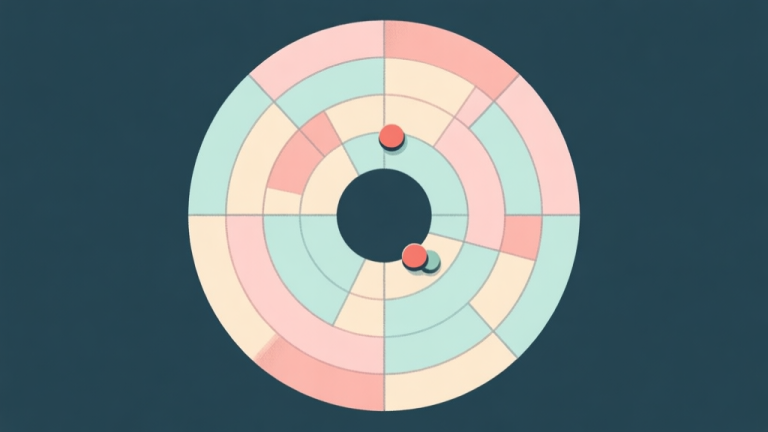 自动生成图片: Ilustrasi diagram lingkaran yang tumpang tindih menunjukkan konsep aturan yang membingungkan dalam permainan papan, skema warna pastel lembut, desain minimalis abstrak, gaya infografis yang jelas high quality illustration, detailed, 16:9