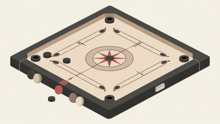 自动生成图片: Ilustrasi diagram sederhana yang membandingkan bagian-bagian papan carrom berkualitas baik dan buruk, fokus pada permukaan, bantalan, dan lubang, skema warna netral, gaya minimalis yang informatif high quality illustration, detailed, 16:9