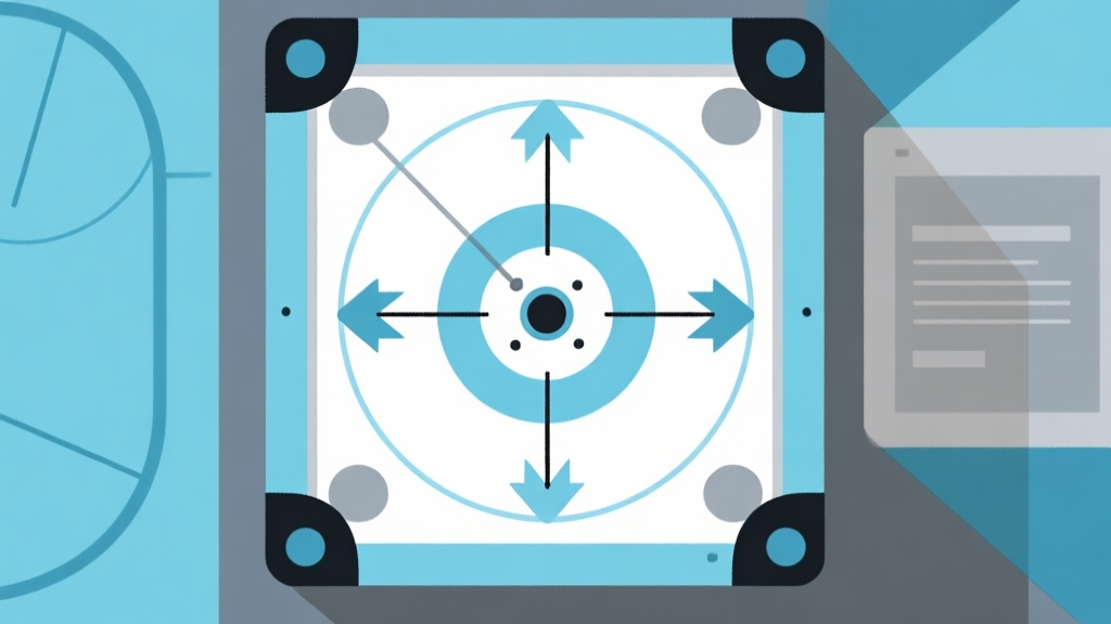 Ilustrasi grafis papan Carrom dengan diagram lingkaran dan panah yang menunjukkan pola tembakan, skema warna biru muda dan abu-abu, desain minimalis bersih, gaya infografis data high quality illustration, detailed, 16:9
