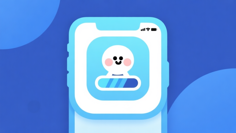 自动生成图片: Ilustrasi minimalis antarmuka game seluler dengan ikon karakter kartun sederhana dan bilah kesehatan, skema warna biru muda dan putih, desain bersih, gaya infografis high quality illustration, detailed, 16:9