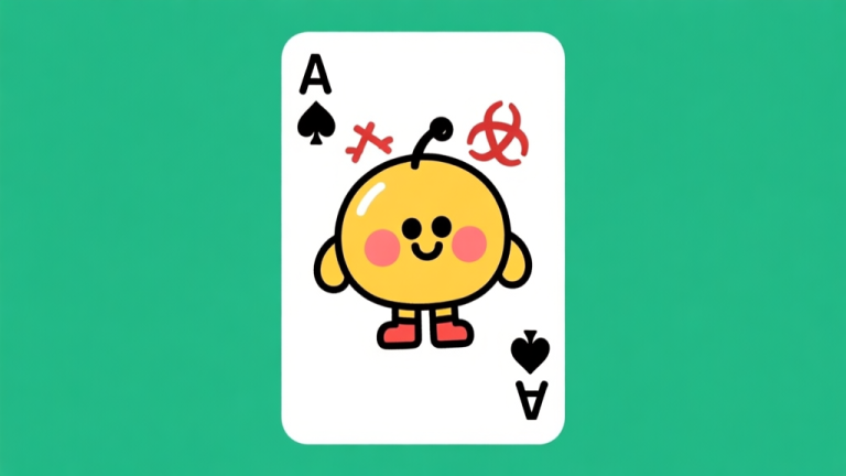 自动生成图片: Ilustrasi kartu permainan dengan karakter kartun lucu dan simbol bahaya yang sederhana, skema warna cerah namun tidak mencolok, desain minimalis bersih, gaya presentasi yang ramah high quality illustration, detailed, 16:9