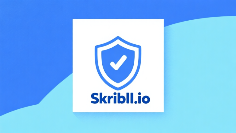 自动生成图片: Ilustrasi grafis minimalis yang menunjukkan ikon perisai keamanan digital melindungi kanvas gambar sederhana dengan kata 'Skribbl.io', skema warna biru muda dan putih, desain bersih, gaya infografis modern high quality illustration, detailed, 16:9