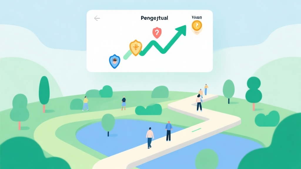 Ilustrasi konsep abstrak tentang taman virtual dengan diagram alur sederhana di atasnya, menunjukkan jalur pengunjung dan ikon skor yang naik, skema warna pastel lembut dengan hijau dan biru muda, desain minimalis bersih, gaya presentasi infografis high quality illustration, detailed, 16:9