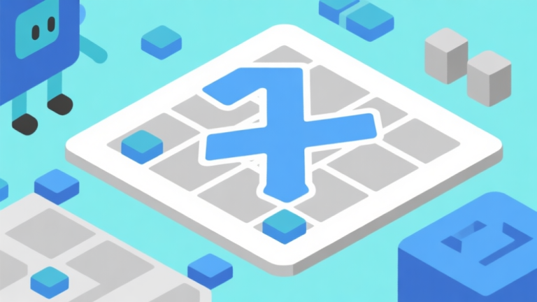 自动生成图片: Ilustrasi minimalis karakter game abstrak dengan simbol huruf dan papan permainan di sekitarnya, skema warna biru muda dan abu-abu, gaya desain bersih, konsep game puzzle kata high quality illustration, detailed, 16:9