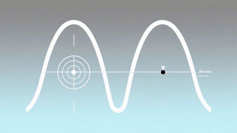 自动生成图片: Ilustrasi minimalis dua jalur parabola dengan titik awal yang sama, satu jalur tepat mengenai sasaran lingkaran, satu jalur meleset tipis ke samping, latar belakang soft gradient abu-abu dan biru muda, gaya diagram teknis yang bersih high quality illustration, detailed, 16:9