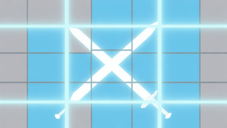 自动生成图片: Komposisi abstrak dari grid Sudoku yang sebagian terpecahkan, dengan garis-garis terang menyoroti pola X-Wing dan Swordfish yang tersembunyi, skema warna biru muda dan abu-abu, gaya minimalis yang bersih high quality illustration, detailed, 16:9