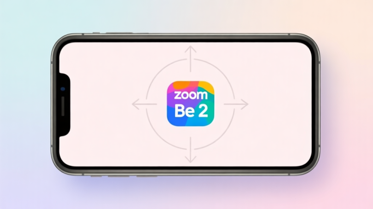 自动生成图片: Ilustrasi minimalis layar ponsel dengan ikon game Zoom Be 2 yang berwarna-warni di tengah, dikelilingi oleh garis-garis arah yang samar, latar belakang pastel lembut, gaya clean dan modern high quality illustration, detailed, 16:9