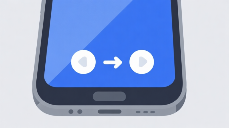 自动生成图片: Ilustrasi minimalis dua tombol virtual pada layar ponsel dengan panah melompat di antaranya, skema warna biru dan abu-abu, desain bersih, gaya infografis game high quality illustration, detailed, 16:9