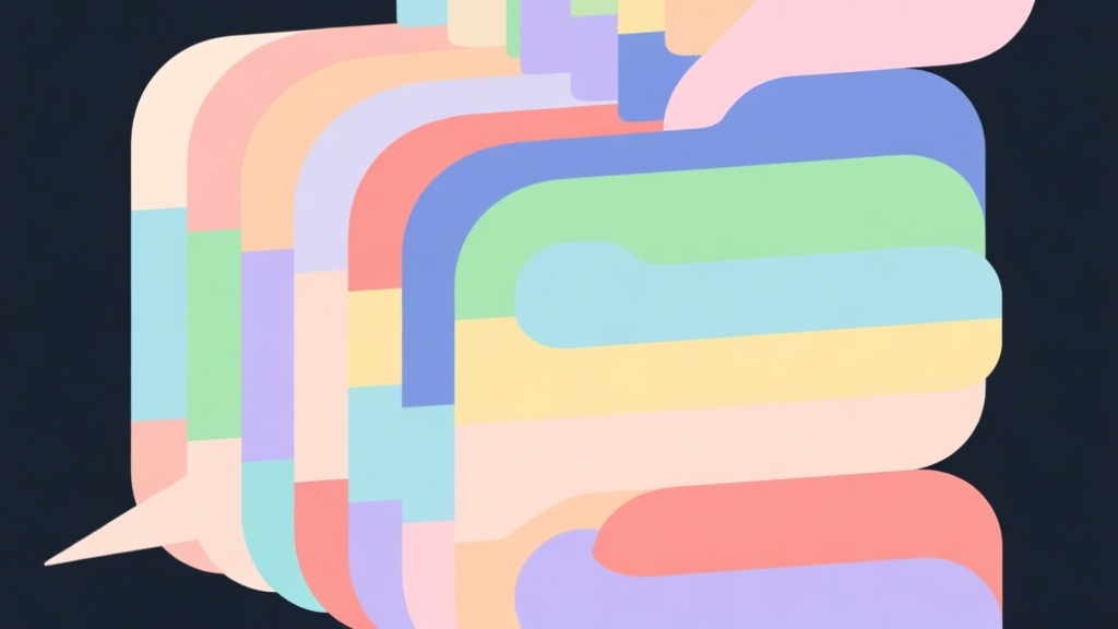 Ilustrasi minimalis gelembung warna-warni bertumpuk dengan pola yang teratur, skema warna pastel lembut, desain bersih dengan fokus pada geometri dan ruang negatif, gaya konsep game abstrak high quality illustration, detailed, 16:9